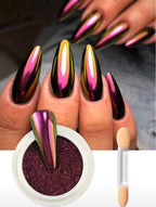Poudre Chrome Caméléon fushia - Ongles Elaine Lemay