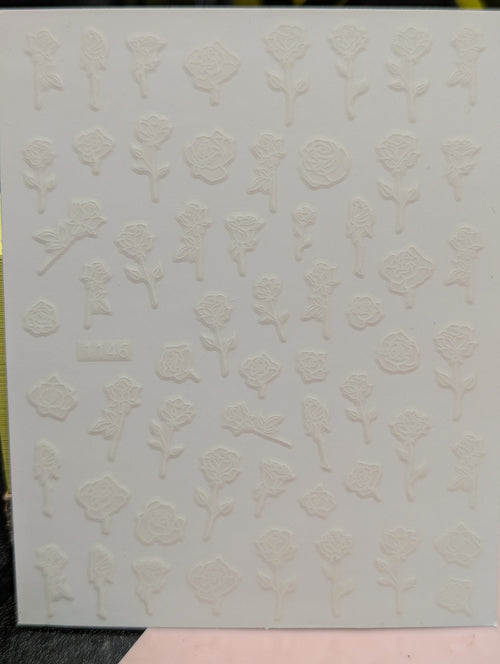 Collant roses blanc - Ongles Elaine Lemay