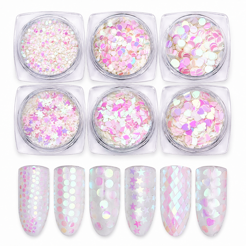 Kit 6 motifs formes géométriques holo Rose