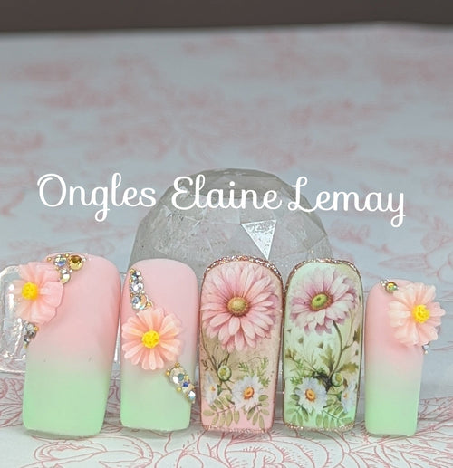 Water decals 12 motifs Marguerite - Ongles Elaine Lemay