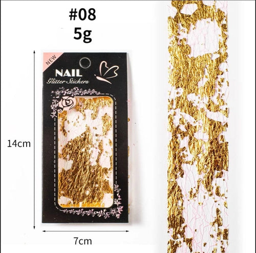 Filet de mailles et papier d'or-argent - Ongles Elaine Lemay