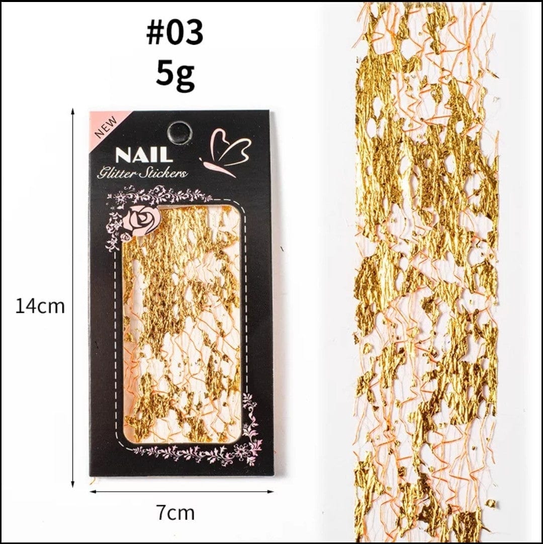 Filet de mailles et papier d'or-argent