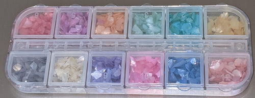 Coquillages forme irrégulière 12 couleurs - Ongles Elaine Lemay