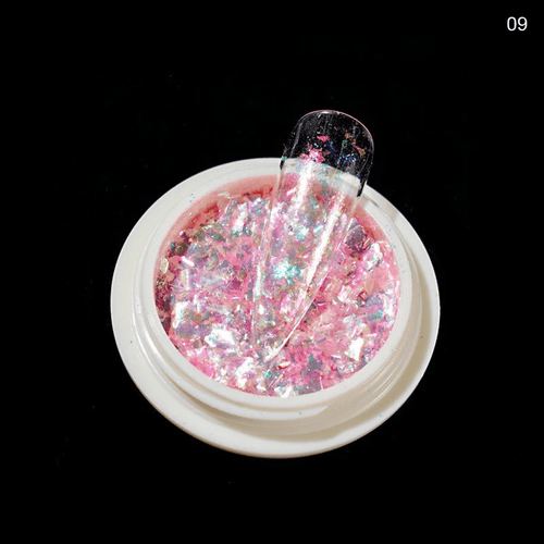 Flakes mermaid opalites - Ongles Elaine Lemay