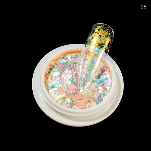 Flakes mermaid opalites - Ongles Elaine Lemay