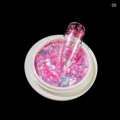 Flakes mermaid opalites - Ongles Elaine Lemay