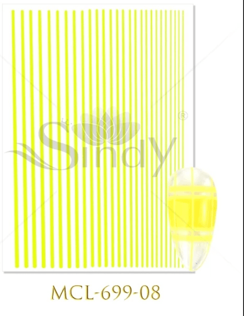 Collant Ligne #8 jaune neon - Ongles Elaine Lemay