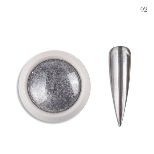 Poudre miroir chrome #2 - Ongles Elaine Lemay