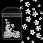 Petites Fleurs 3D Blanc/Argent - Ongles Elaine Lemay