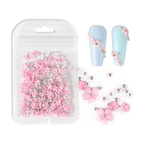 Petites Fleurs 3D Rose/Argent - Ongles Elaine Lemay