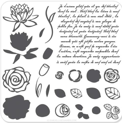 CJS-02 Simple rose & script - Ongles Elaine Lemay