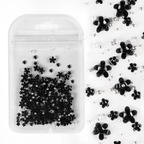 Petites Fleurs 3D Noir/Argent - Ongles Elaine Lemay