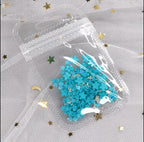 Petites Fleurs 3D Aqua/Argent - Ongles Elaine Lemay