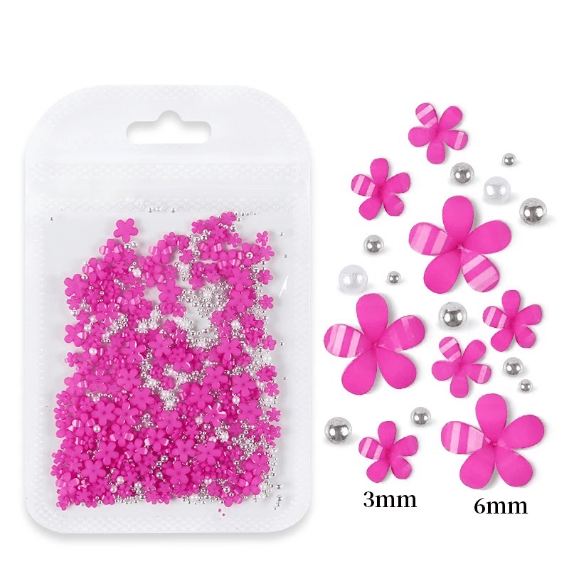 Fleurs 3D (rose, mauve, blanc,bleu,jaune,noir,rouge)