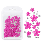 Petites Fleurs 3D Fushia/Argent - Ongles Elaine Lemay