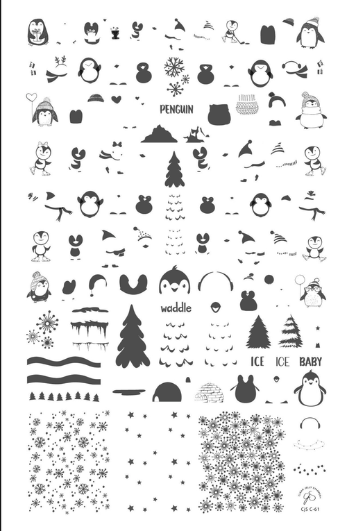 CJS-C-61 Playful Penguins - Ongles Elaine Lemay