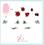 CJS-C-08 Pines and Poinsettias Christmas Plate - Ongles Elaine Lemay