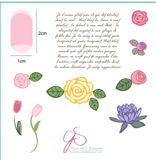 CJS-02 Simple rose & script - Ongles Elaine Lemay
