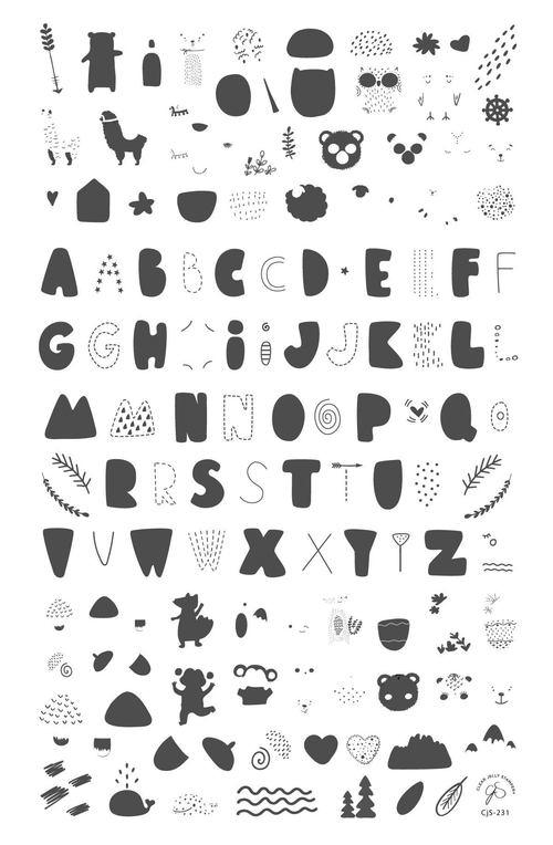 CJS-231 Alphabet bubble letter Forest - Ongles Elaine Lemay