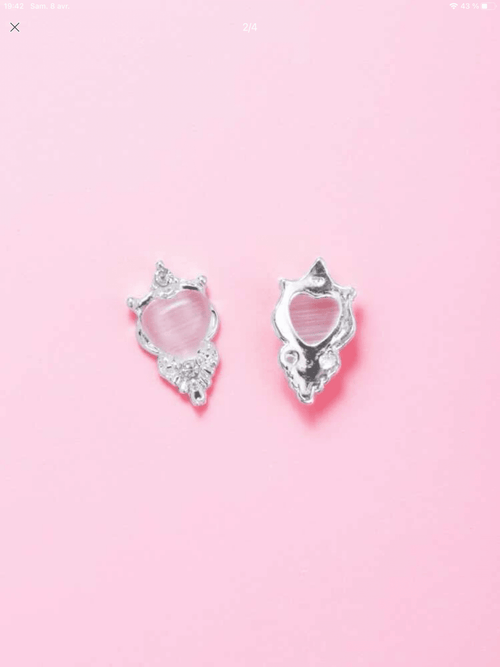 Cœurs 3D argent (paquet de 10) - Ongles Elaine Lemay