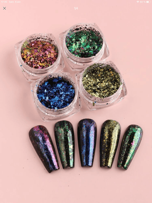Kit flakes 4 couleurs - Ongles Elaine Lemay