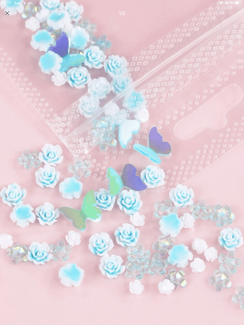 Papillon et fleur 3D - Ongles Elaine Lemay