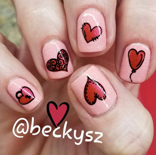 CJS-V-10 PS: I Heart You - Ongles Elaine Lemay