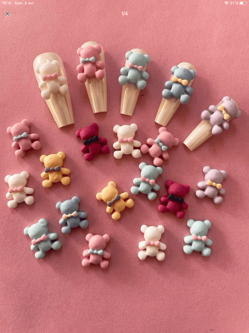 Oursons pastels (paquet de 20) - Ongles Elaine Lemay