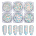 Kit 6 motifs formes géométriques holo Bleu - Ongles Elaine Lemay