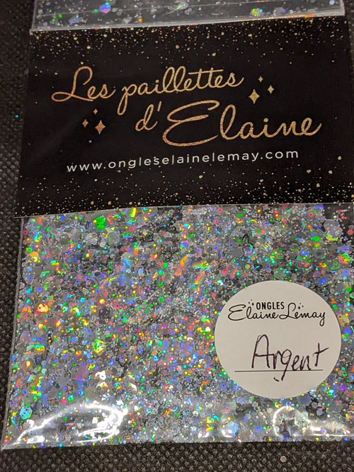 Paillettes Collection L'holographique Argent - Ongles Elaine Lemay