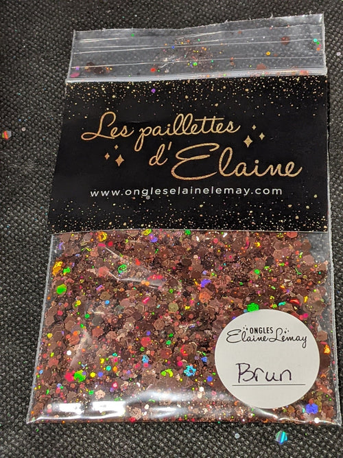 Paillettes Collection L'holographique Brun - Ongles Elaine Lemay