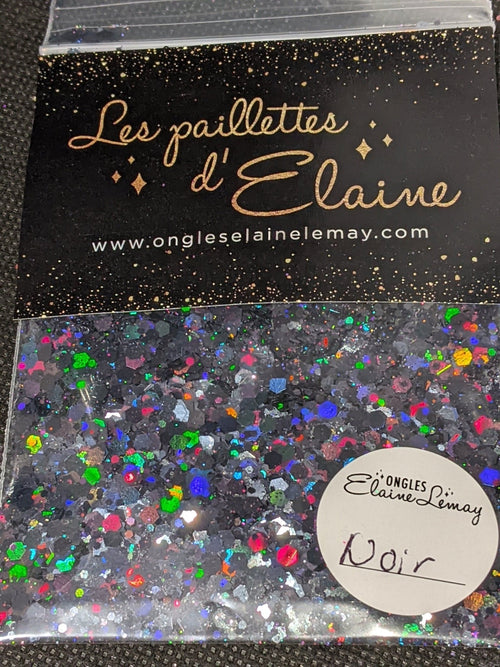 Paillettes Collection L'holographique Noir - Ongles Elaine Lemay