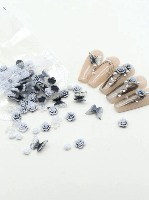 Papillon et fleur 3D - Ongles Elaine Lemay