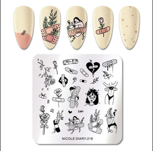 Plaque de stamping petite ND-218 - Ongles Elaine Lemay