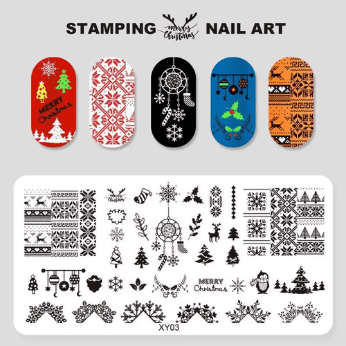 Plaque stamping XY-03 de Noel - Ongles Elaine Lemay