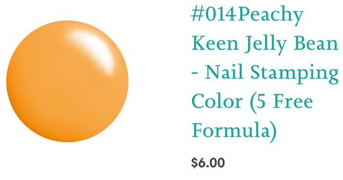 014 Peachy Keen Jelly Bean vernis à stamping - Ongles Elaine Lemay