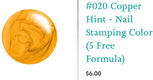 020 Copper Hint vernis à stamping - Ongles Elaine Lemay