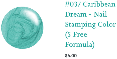 037 Caribbean Dream vernis à stamping - Ongles Elaine Lemay