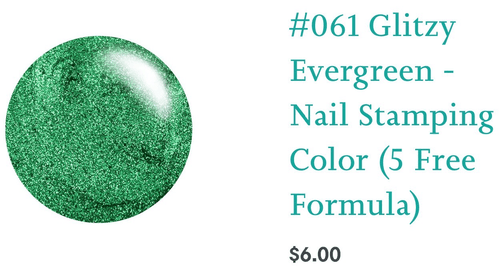 061 Glitzy Evergreen vernis à stamping - Ongles Elaine Lemay