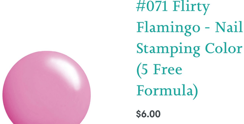 071 Flirty Flamingo vernis à stamping - Ongles Elaine Lemay