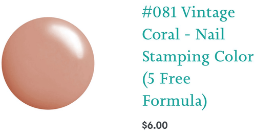 081 Vintage Coral vernis à stamping - Ongles Elaine Lemay