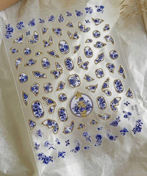 Collant Baroque blanc et bleu 3D