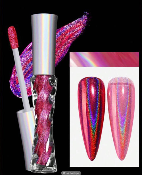 Poudre chromée Rose Bonbon - Ongles Elaine Lemay 