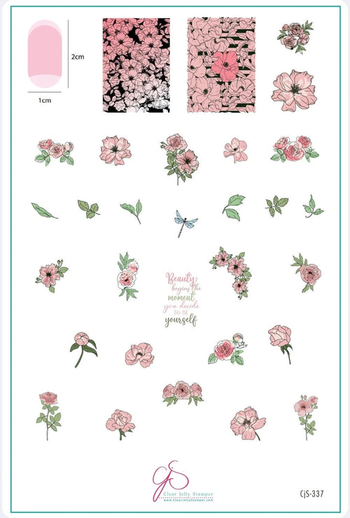 CJS-337 Watercolor Floral Cascade - Ongles Elaine Lemay 