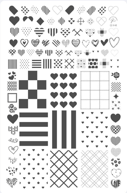 CJS-V-48 Patchwork Valentine - Ongles Elaine Lemay 