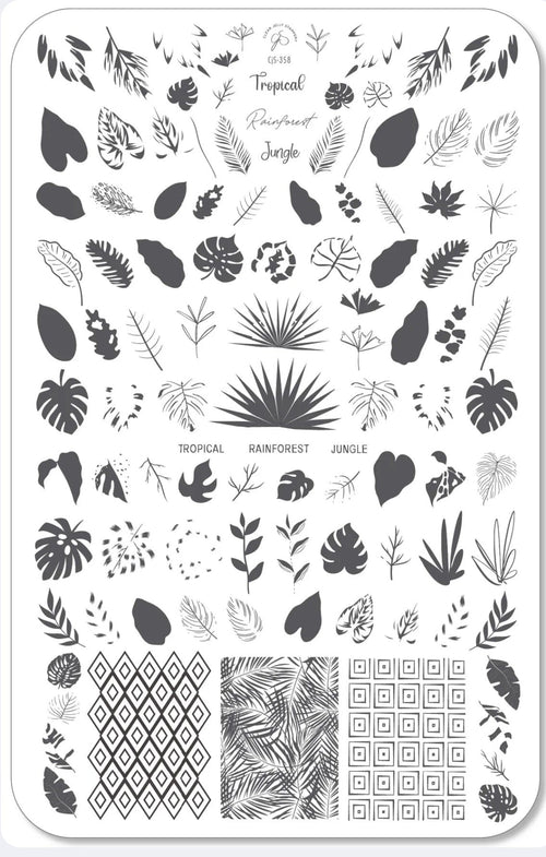 CJS-358 Tropical Leaves - Ongles Elaine Lemay 