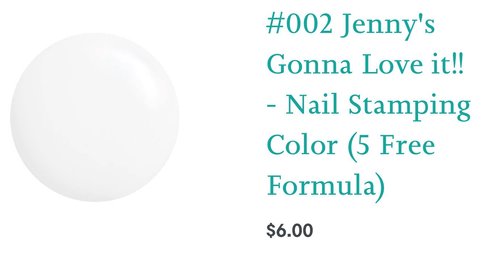 #002 Jenny’s Gonna Love It! Vernis à stamping - Ongles Elaine Lemay 