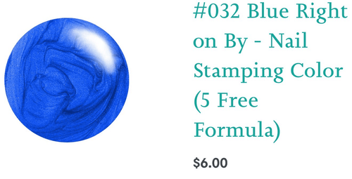 #032 Blue Right on By vernis à stamping - Ongles Elaine Lemay 