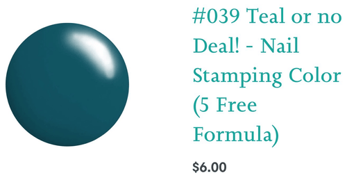 #039 Teal or no Deal vernis à stamping - Ongles Elaine Lemay 