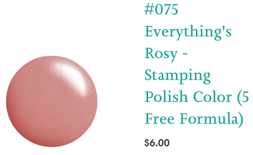 #075 Everything’s Rosy vernis à stamping - Ongles Elaine Lemay 